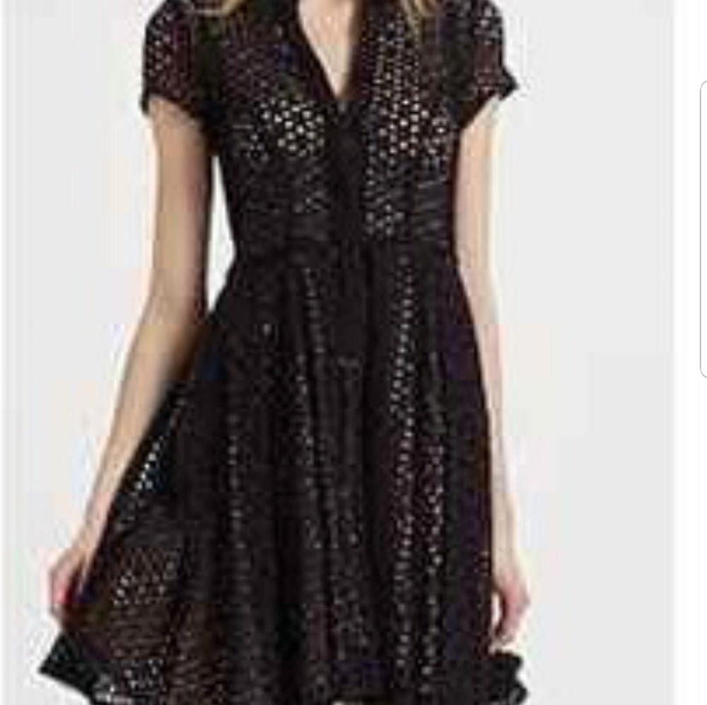 BCBGMAXAZRIA  BLACK EYELET DRESS